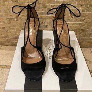 Aquazzura black suede sandal